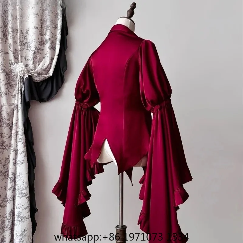 Japanese Vintage Elegant Lolita Shirt Women Victorian Gothic Flare Sleeve Blouses Female Y2k Aesthetic Casual Retro Tops Blusas