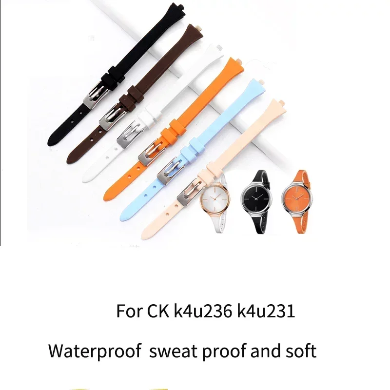 For CK K4u236/K4u231 Women\'s Waterproof Sweet-Proof Soft Comfortable Silicone Watch Strap Watchband Accessories 3 Mm Wrist Strap