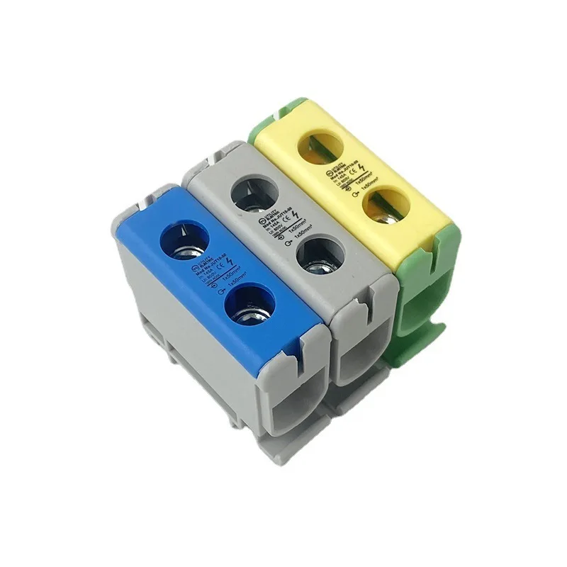 2pcs 50mm2 Terminal Block Aluminum Type 800V One Pole 1P DIN Rail Mounting Guide Electric Copper JUT10-50