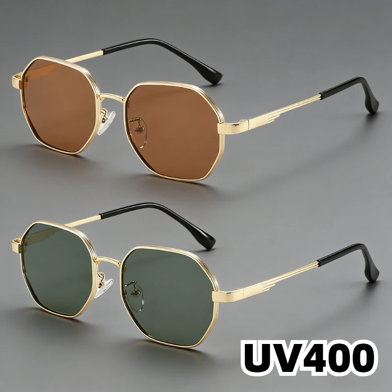 

2026 New Fashion Metal-Frame Sunglasses Trendy Minimalist Polygonal Eyewear Unisex Outdoor Fishing UV-Protective Sun Glasses