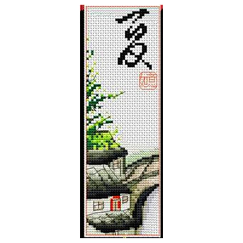 Cross-Stitch Bookmark Double-side Embroidery Hand-Embroidered Material Package Scenic Summer Student Handwork Bestie Graduation