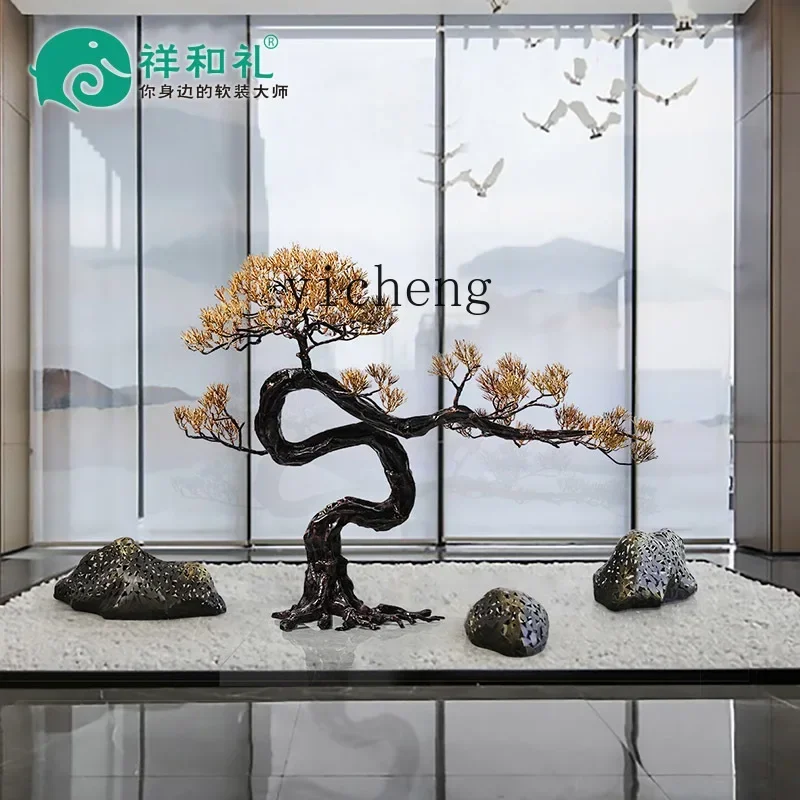 TQH-i7.7  New Chinese Lobby Ornament Sales Office Art Installation Large Floor Metal Sculpture Landscape Decoration