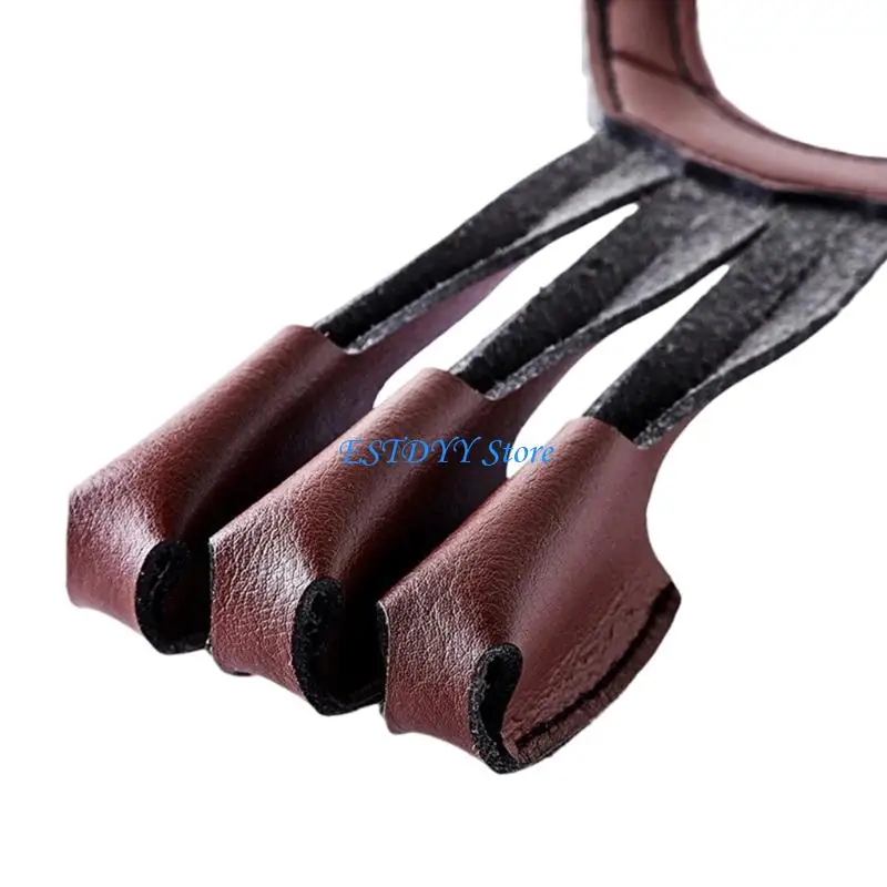 

G6DE Traditional Three Finger Hand Guards Suitable for Long Bows Toxophily Protective Gear Synthetic Leather Texture