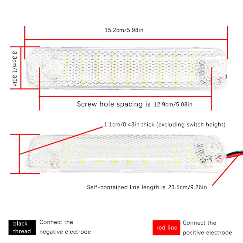 Car LED Dome Light 36LED 12V-85V Truck Interior Light With Switch Night Reading Ceiling Light For RV Motorhomes Marine