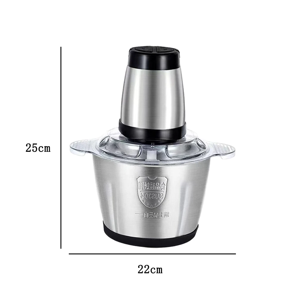 الفولاذ المقاوم للصدأ الكهربائية مفرمة اللحم 500 قوة 2L قدرة أداة تقطيع الطعام الثوم المروحية الفلفل الزنجبيل