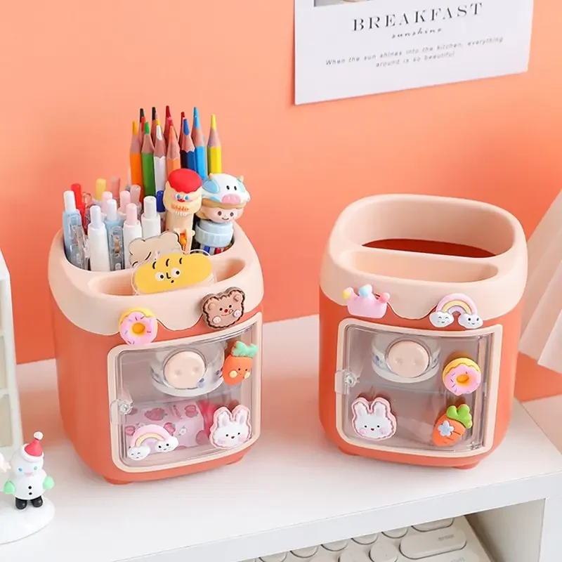 1PC Kawaii Pig Pen Pencil Pot Holder Brush Storage Container Desk Organizer Multifunction washi tape Stationery Office Supplies