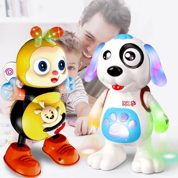 Electronic robots dog toy music light dancing walking cute baby gift 3-4-5-6 years old children doll toys animals boys girls children