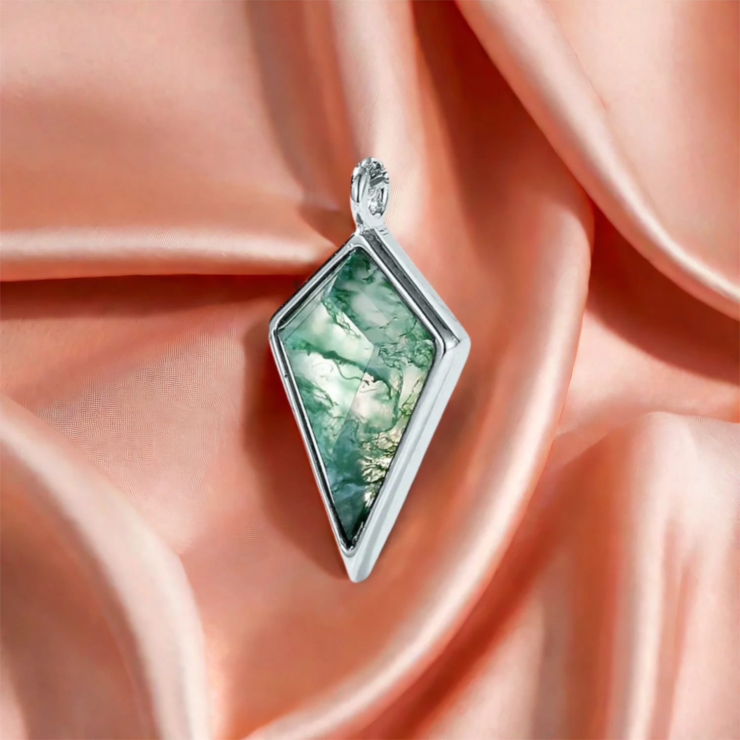 

Кулон из мохового агата с огранкой воздушного змея для комплекта ожерелья унисекс, кулон-пасьянс из натурального драгоценного камня