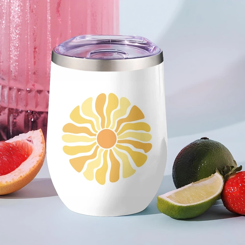 

Retro Modern Sun Vacuum Flasks 12oz Insulated with Lid Double Wall Vacuum Stainless Steel Cup Hot & Cold Drink Mug Gift