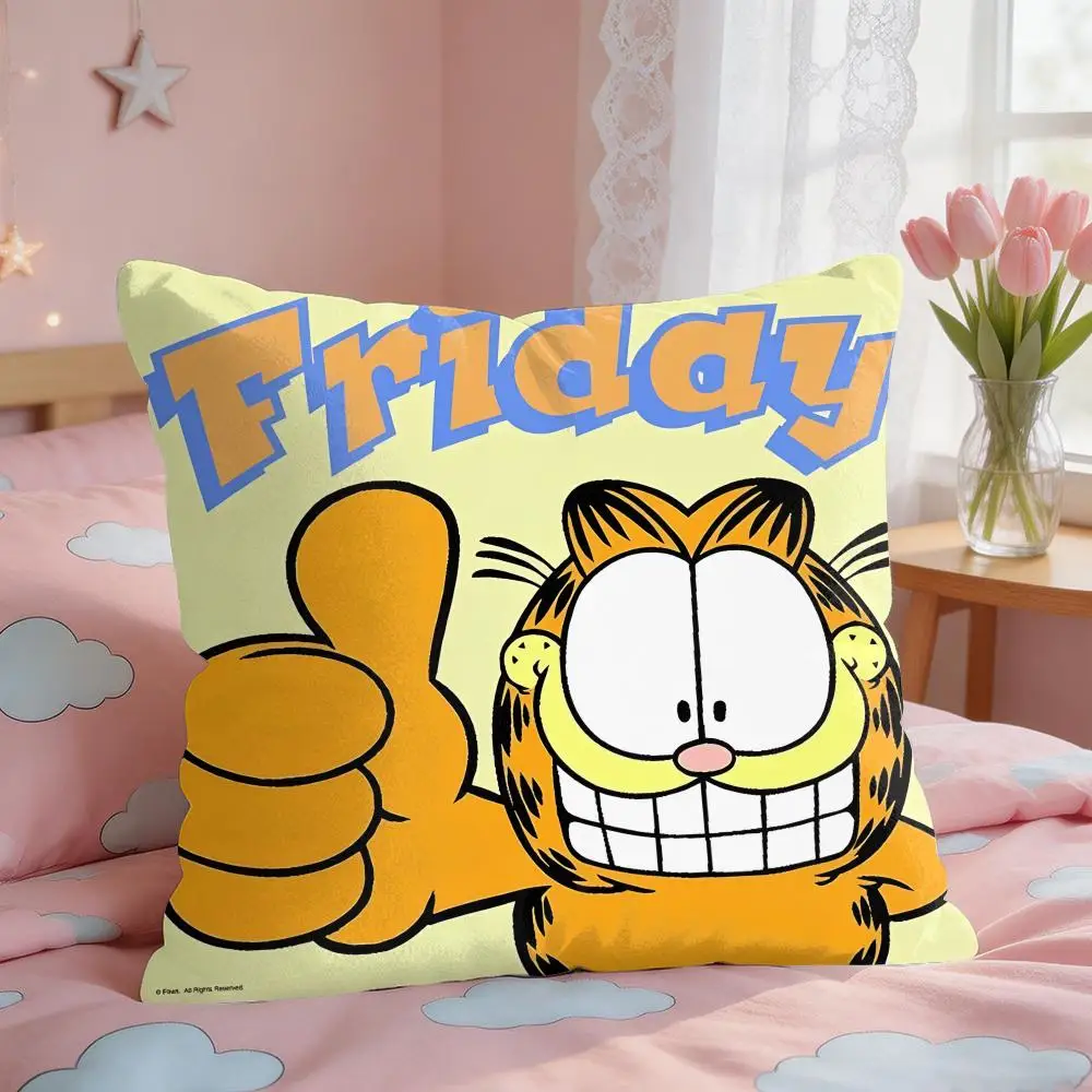 Cartoon Cute G-Garfield Cushion Cover Square Short Plush Pillow Case Living Room Sofa Home Decor Funda 40X40