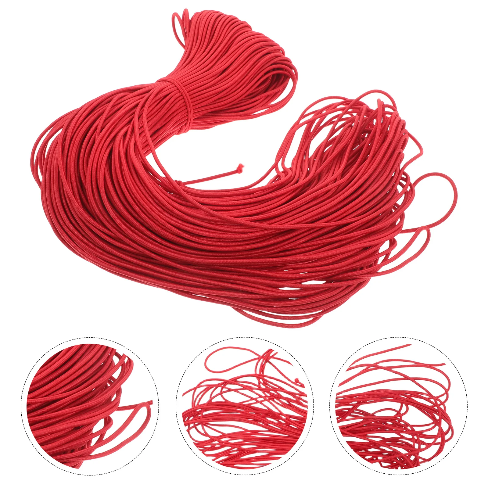 

100M Red 2.5mm Elastic Rope Round String for DIY Crafts Stretch Cord Accessories Mask Making Book Binding Ribbon Band