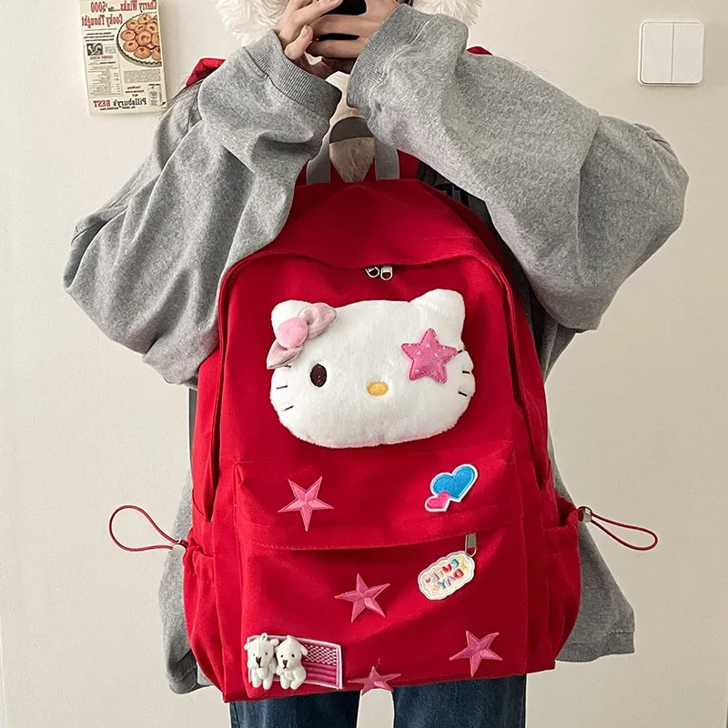 Bolsa escolar Hello Kitty para estudante, Mochila Sanrio JK, Travel Bag, Proteger a coluna cervical, Saco de escola universitária