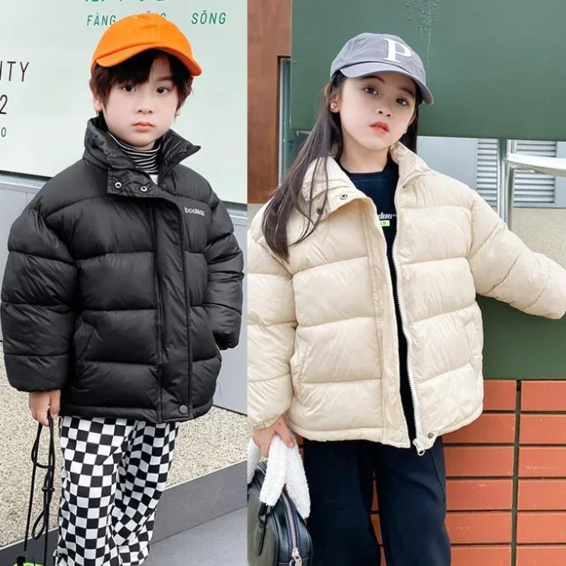 3-10Y Children's Parkas Autumn and Winter Boys Girls Coats Solid Color Long Sleeve Zipper Outerwear Kids