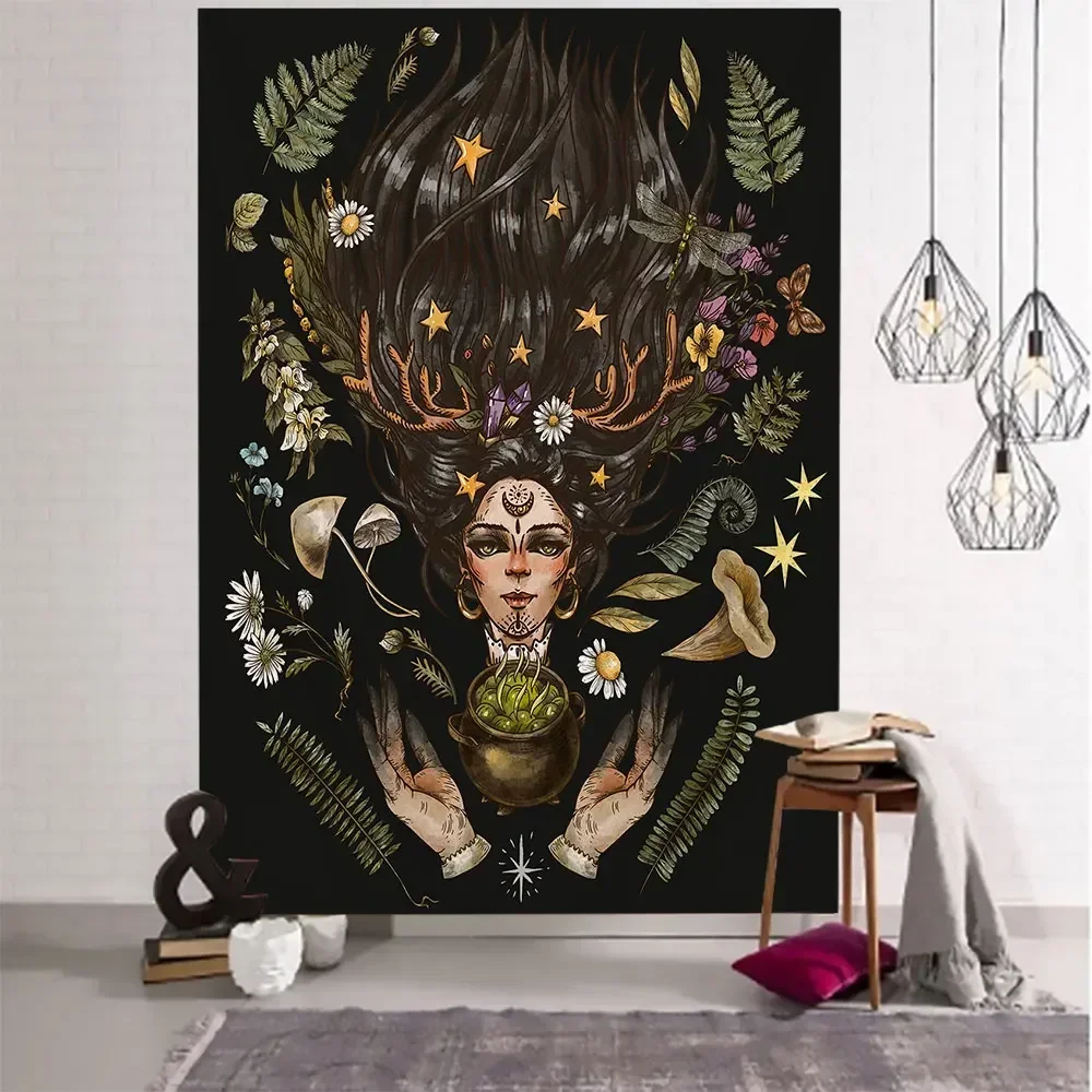 Dea Hecate tarocchi divinazione decorazioni per la casa stregoneria arazzo Mandala decorazione della parete Hippie Boho fasi lunari arazzo divano