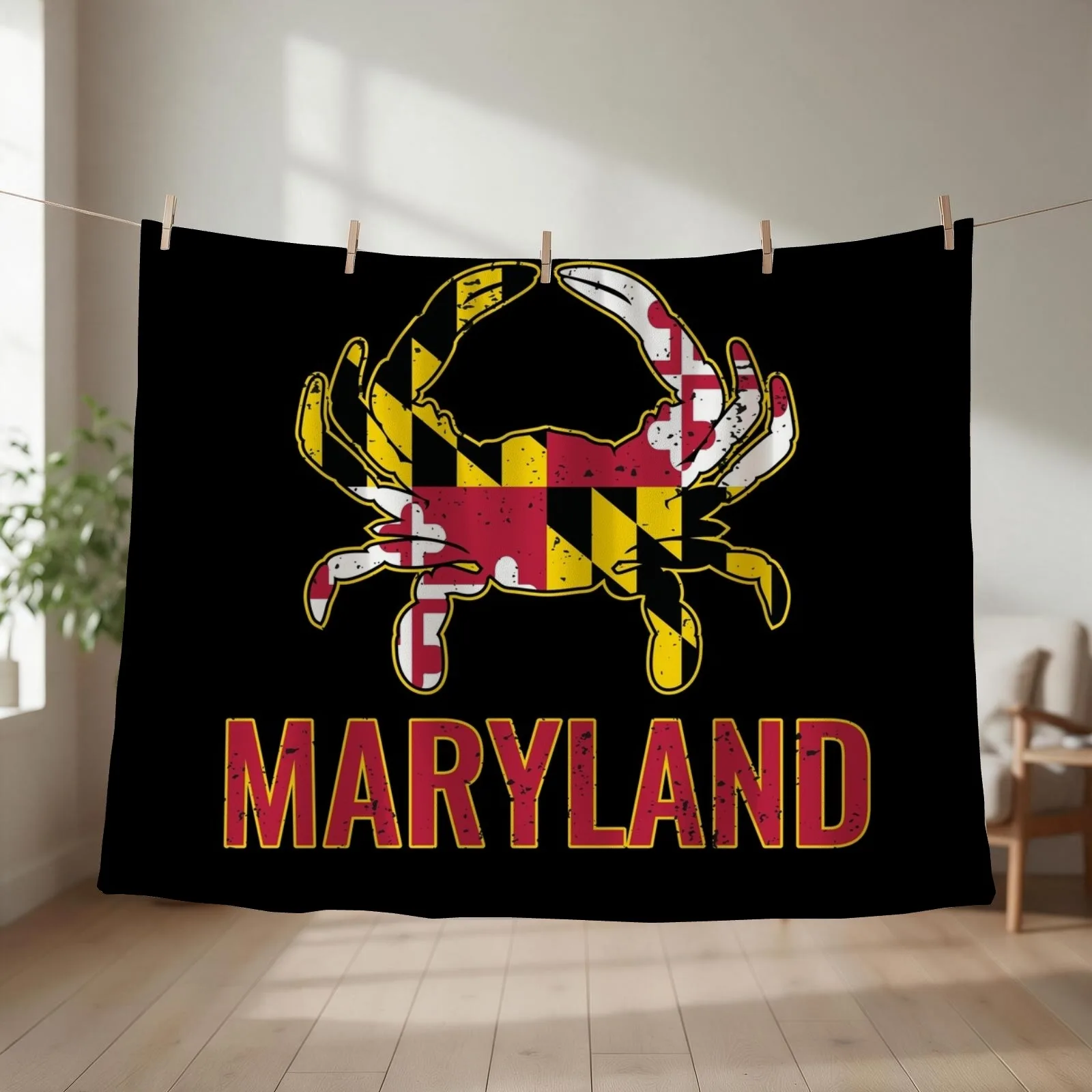 Maryland Flag, Maryland State Crab Flag Throw Blanket christmas decoration Comforter Sofa Quilt Custom Blankets