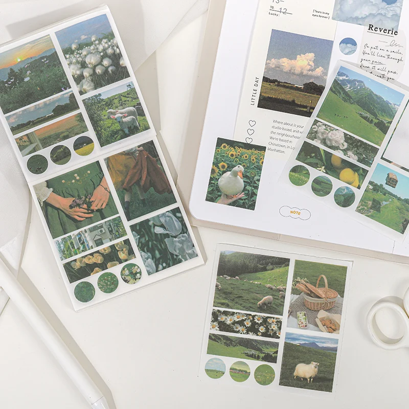 40Pcs Vintage Sticker Books DIY Diaries Planners Decorative Oil Paintings Landscape Stickers Scrapbooks Decorative Stickers
