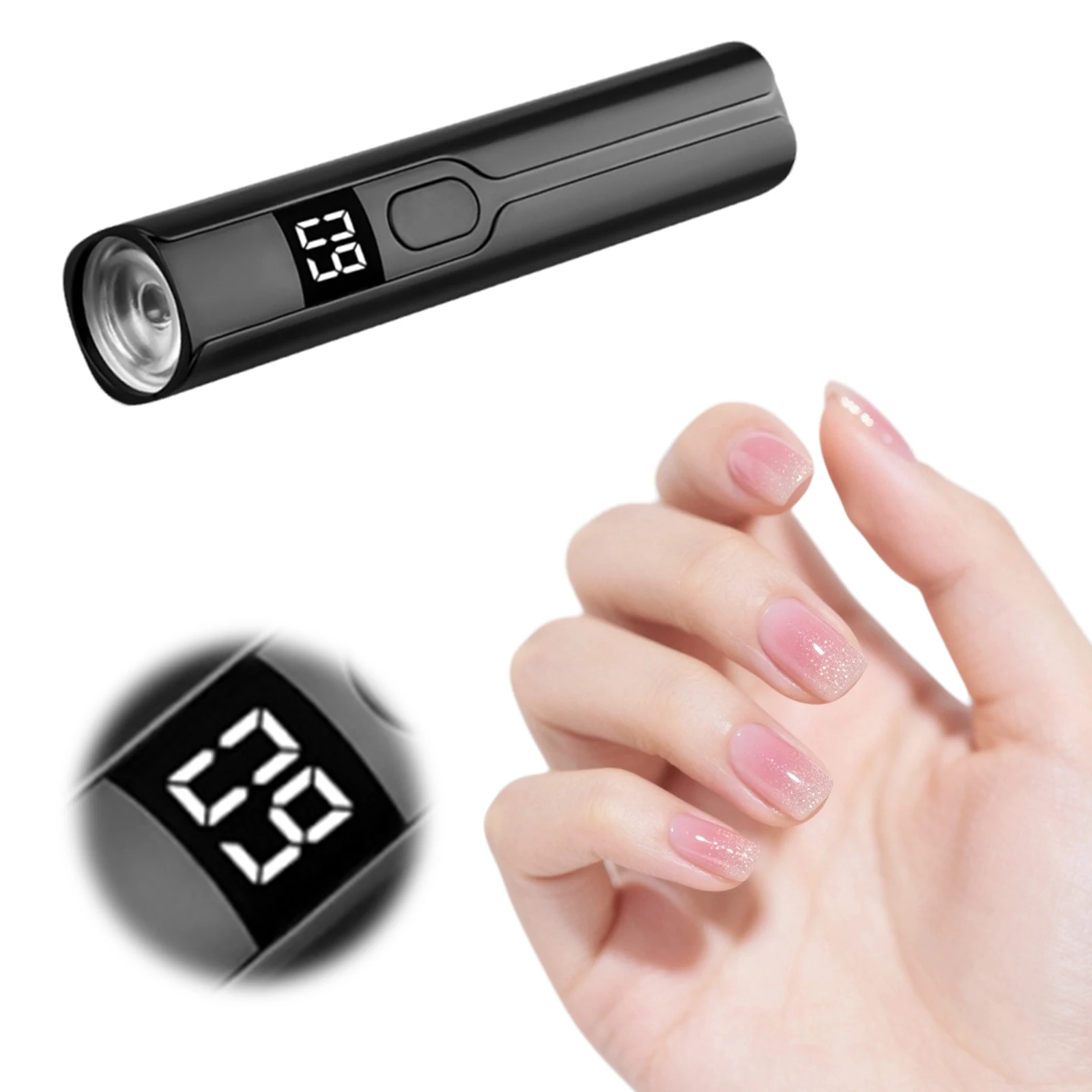 

Mini Nail Lamp with LCD Display Cordless Nail Lamps Rechargeable Fast Curing for Women Gel Polish Home DIY Salon Manicure