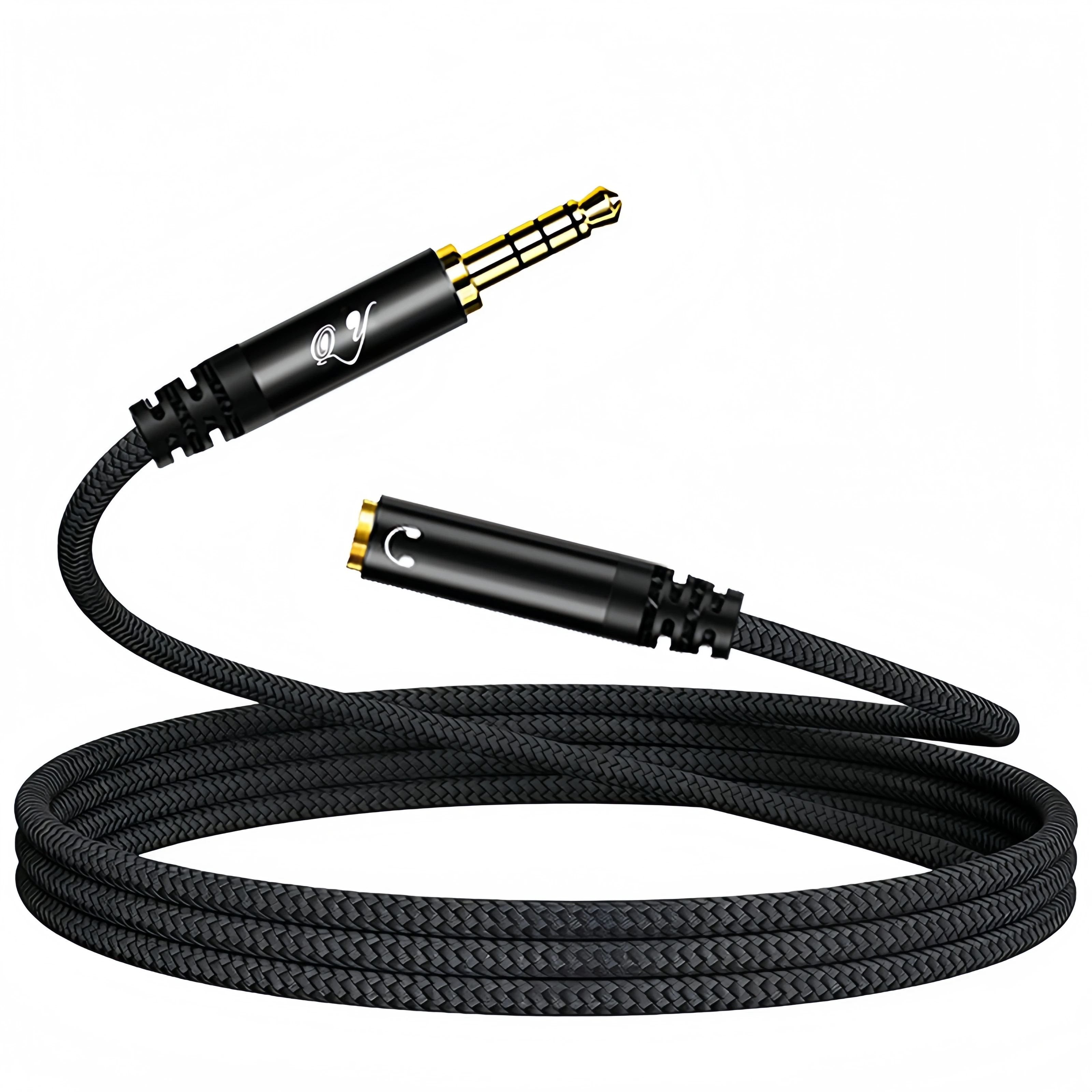 Cable de Extensión para Auriculares de 3.5mm, Cable TRS Dorado de Alta Fidelidad con Trenzado de Nailon, Macho a Hembra para iPhone/iPad/Smartphone/Tablet