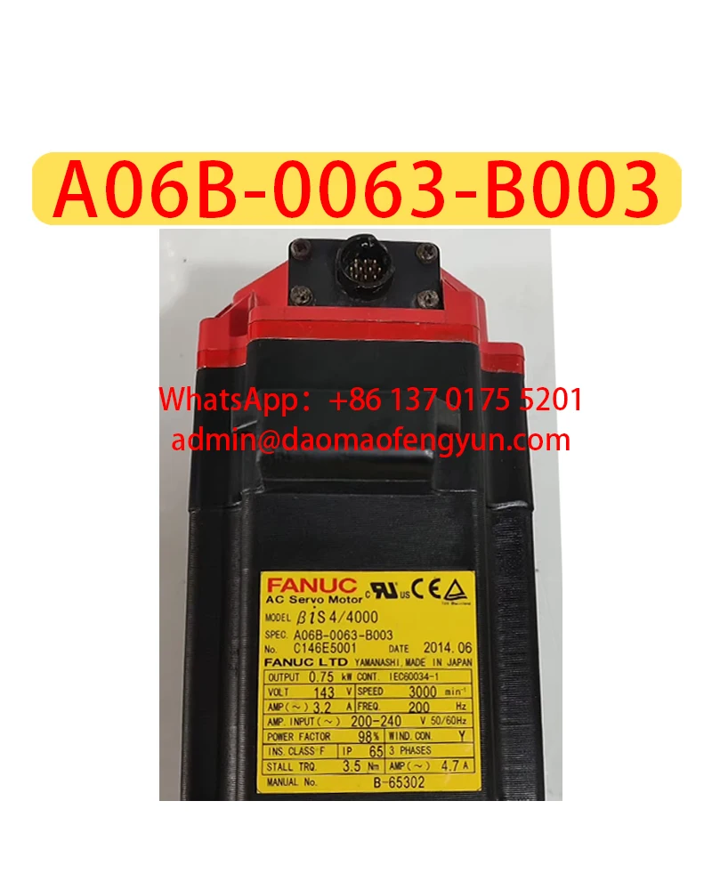 

A06B-0063-B003 Used Servo Motor，Tested OK，A06B 0063 B003，Fast shipping