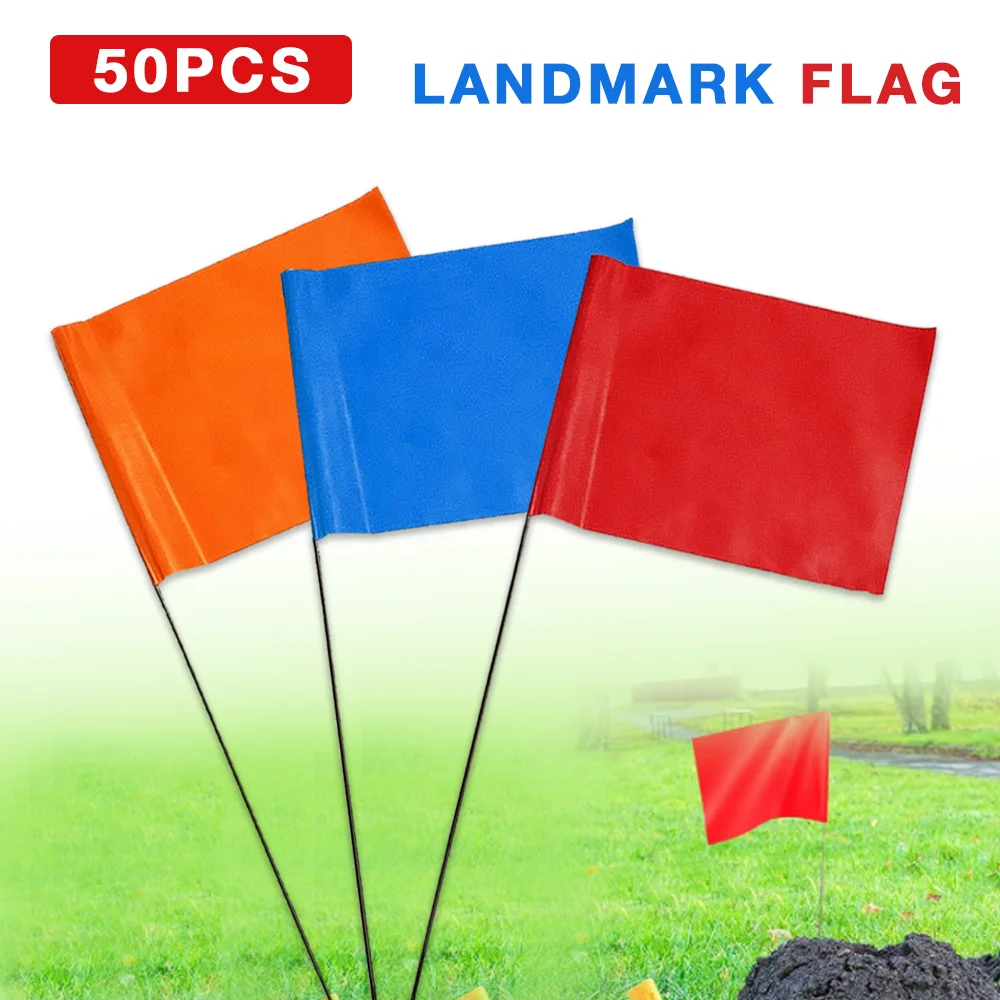 50-Pack Marking Flag, Patio Flag  Landscaping Flags, 14*10cm Writable Decorative Flags Suitable For Diy Multiple Color Available