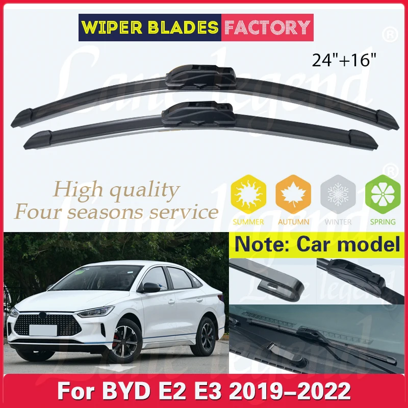 

For BYD E2 E3 2019 - 2022 Car Front Windshield Wiper Blade Rubber Car Windshield Windscreen Car Accessories 2020 2021 24"+16"