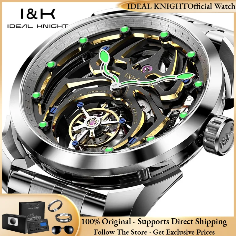 

IDEAL KNIGHT 6802 True Tourbillon Watch High Men Automatic Mechanical Watch All Transparent Top Brand Men Limited Edition Watch