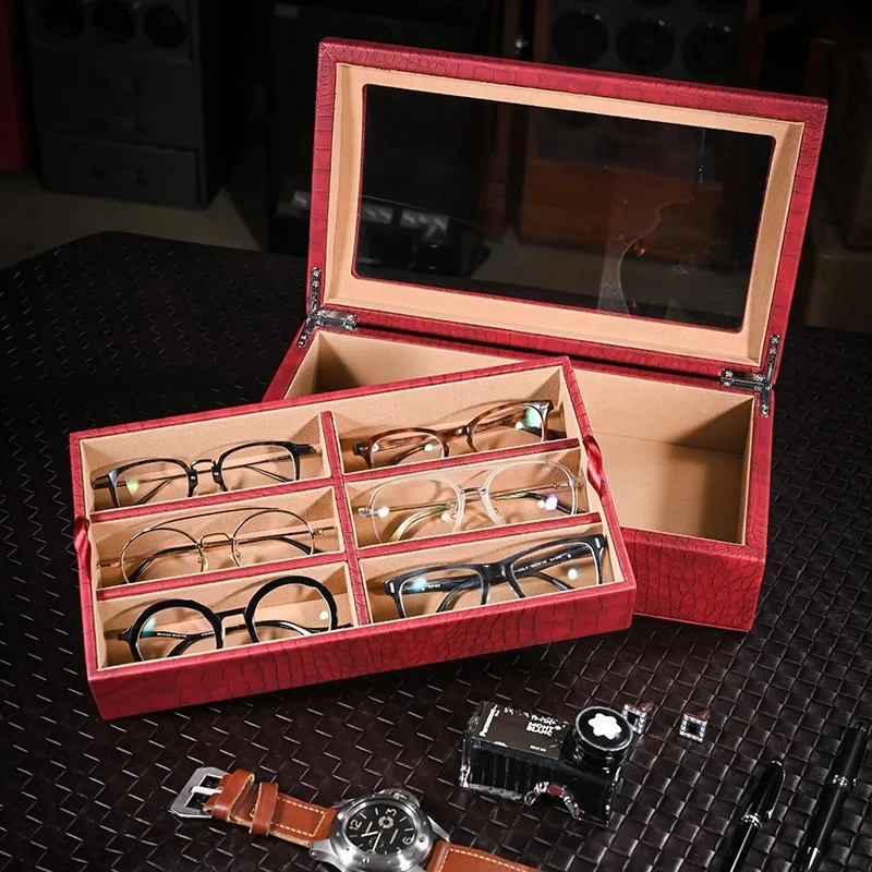

Кожаный ящик для хранения очков, портативный органайзер для солнцезащитных очков, контейнер, женские коробки для демонстрации очков, ретро чехол для хранения безделушек