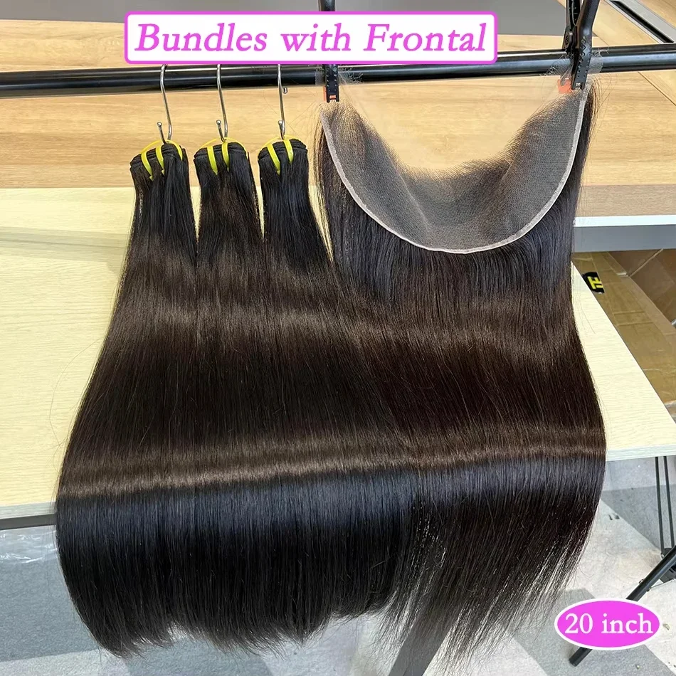 16A Vietnamese Double Drawn Bone Straight Bundles with Lace Closure Raw Hair Bundles Raw Hair 16 18 20 Inches Lace 5X5 13X4 2X6