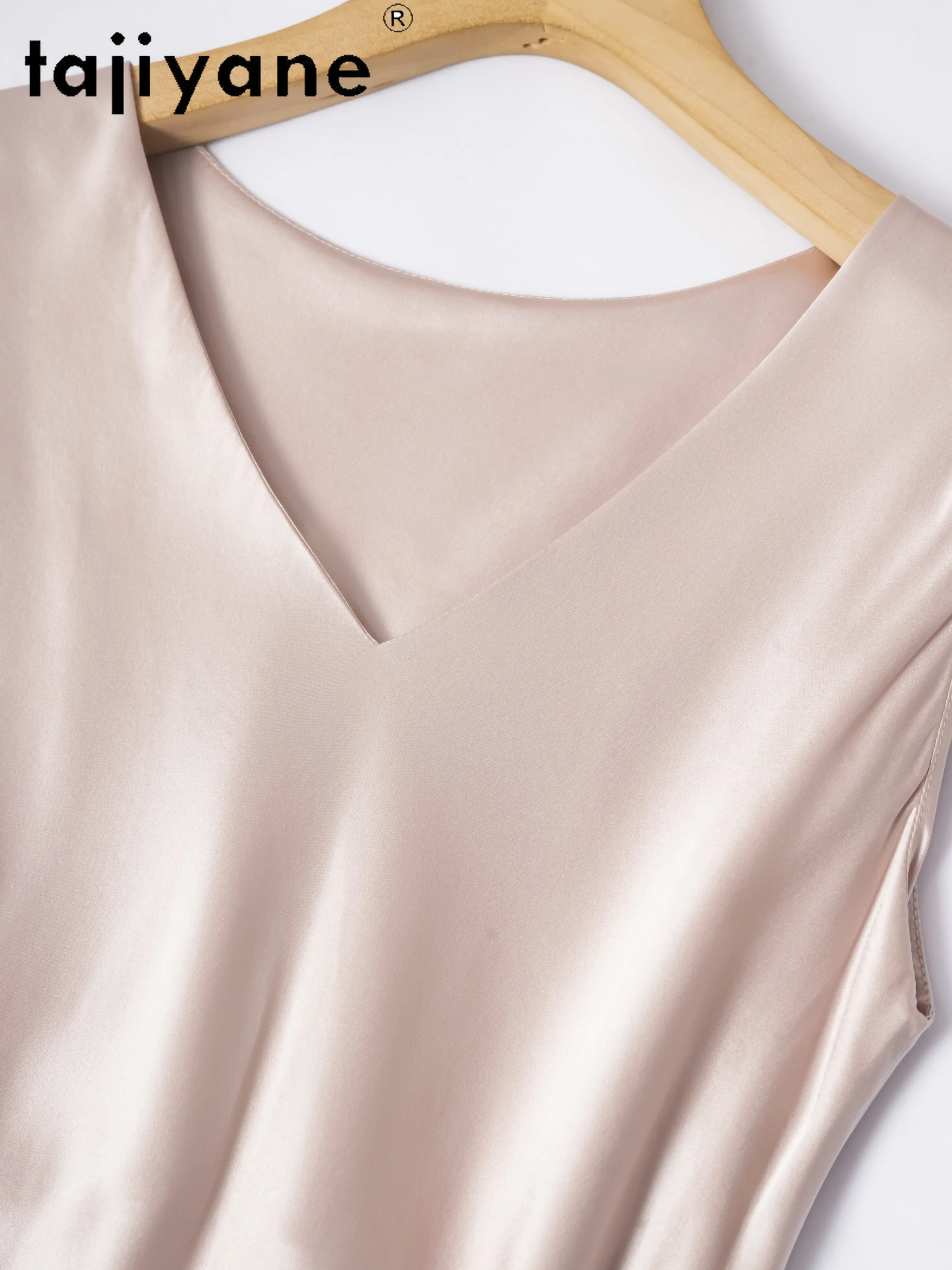 Tajiyane 100% moerbeizijde High-end 45 graden diagonaal gesneden V-hals zijdesatijn Slim Fit en afslankende damesjurk Ж Diego Diego Diego