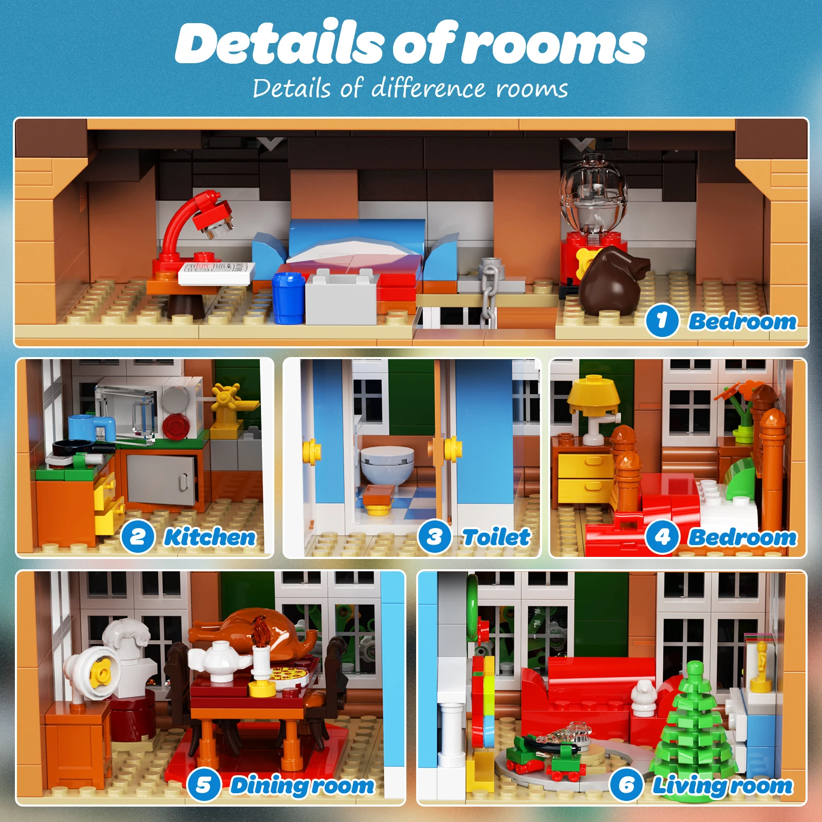 Conjunto de blocos de construção Kevin Home, tijolos ideais para casa, kit de construção criativa de férias, presente de Natal para fãs de filmes (1138 peças)