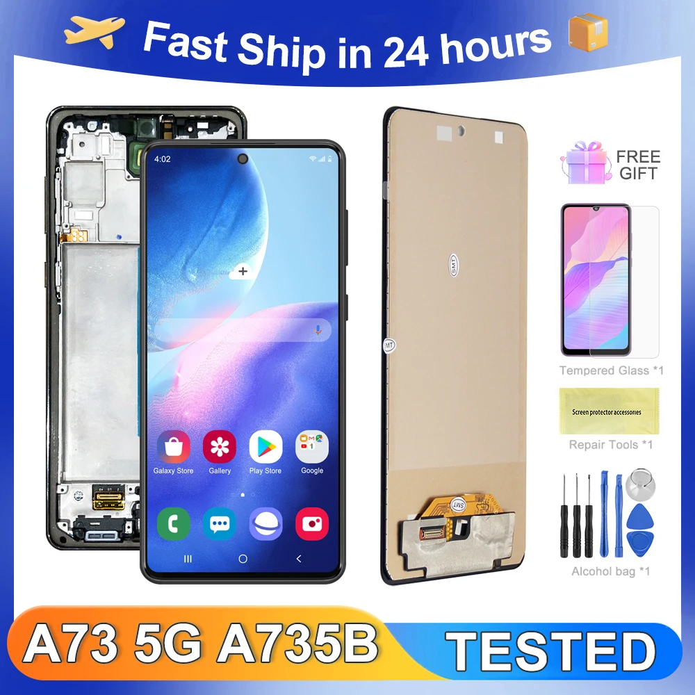 

6,7 ''для Samsung A73 5G протестирован A736 A736B A736B/DS ЖК-дисплей с цифровым преобразователем сенсорного экрана в сборе, замена