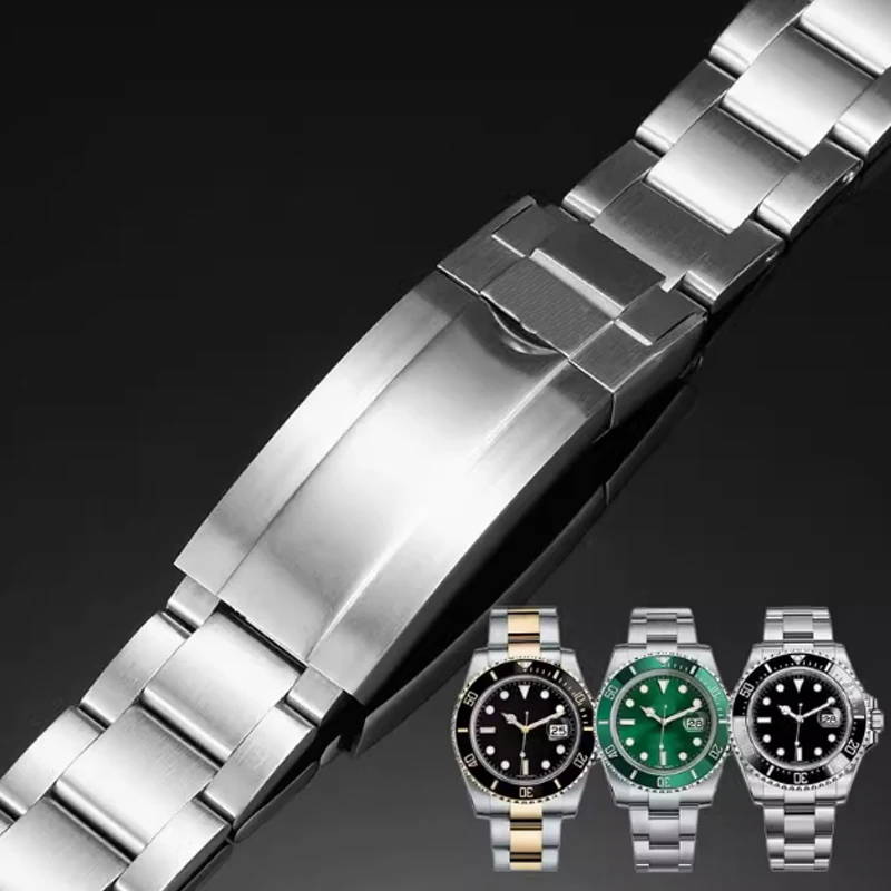 

904L Watchbands For Rolex SUBMARINER DAYTONA Men Folding Clasp Watch Strap Solid Stainless Steel Watch Bracelet 20mm 21mm