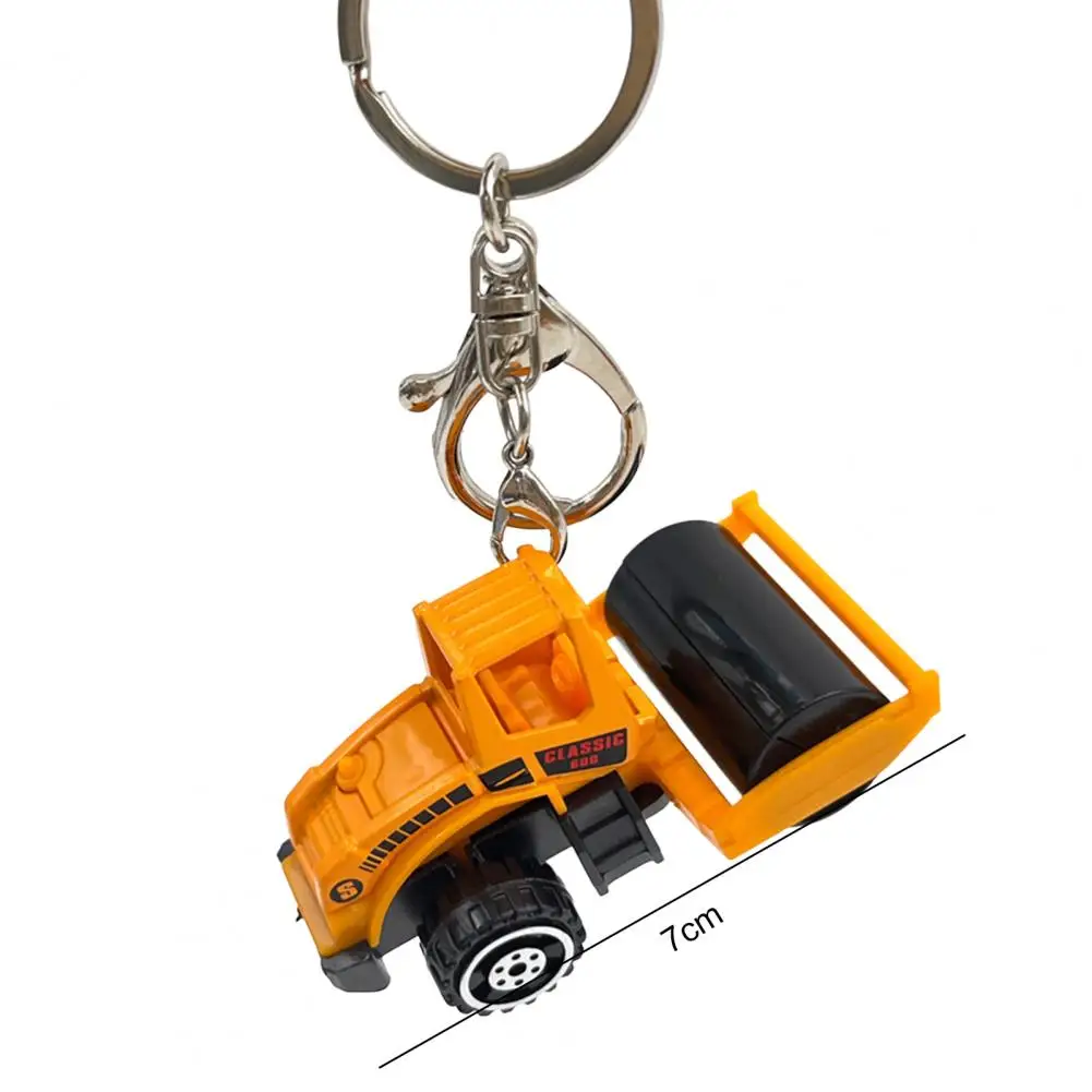 Mini Truck Keychain Forklift Tractor Excavator Roller Alloy Model Decoration with Buckle Engineering Car Model Toy Key Ring