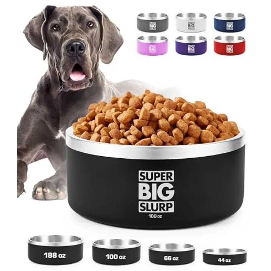 

Прочная изолированная миска для собак с двойными стенками из нержавеющей стали, нескользящая, непроливаемая, пригодная для мытья в посудомоечной машине, также подходит для кошек