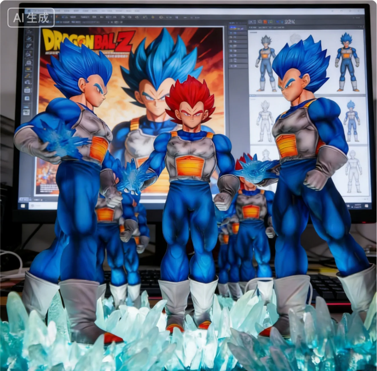 

JT Studio Dragon Ball Super Blue Vegeta Super Saiyan Double Headed Anime Handmade Model Ornament Statue Pendulum