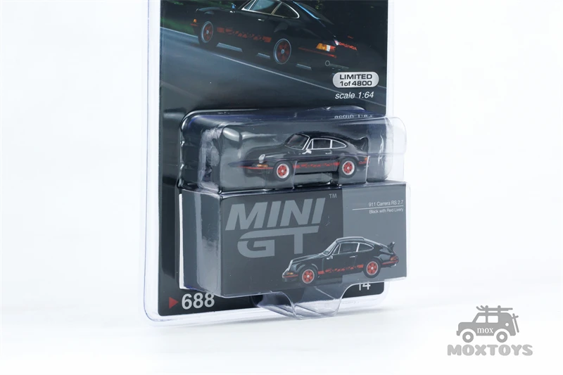 ミニgt mijoブラック、レッドライト、1:64、911、rs 2.7 lhdダイキャストモデルカー