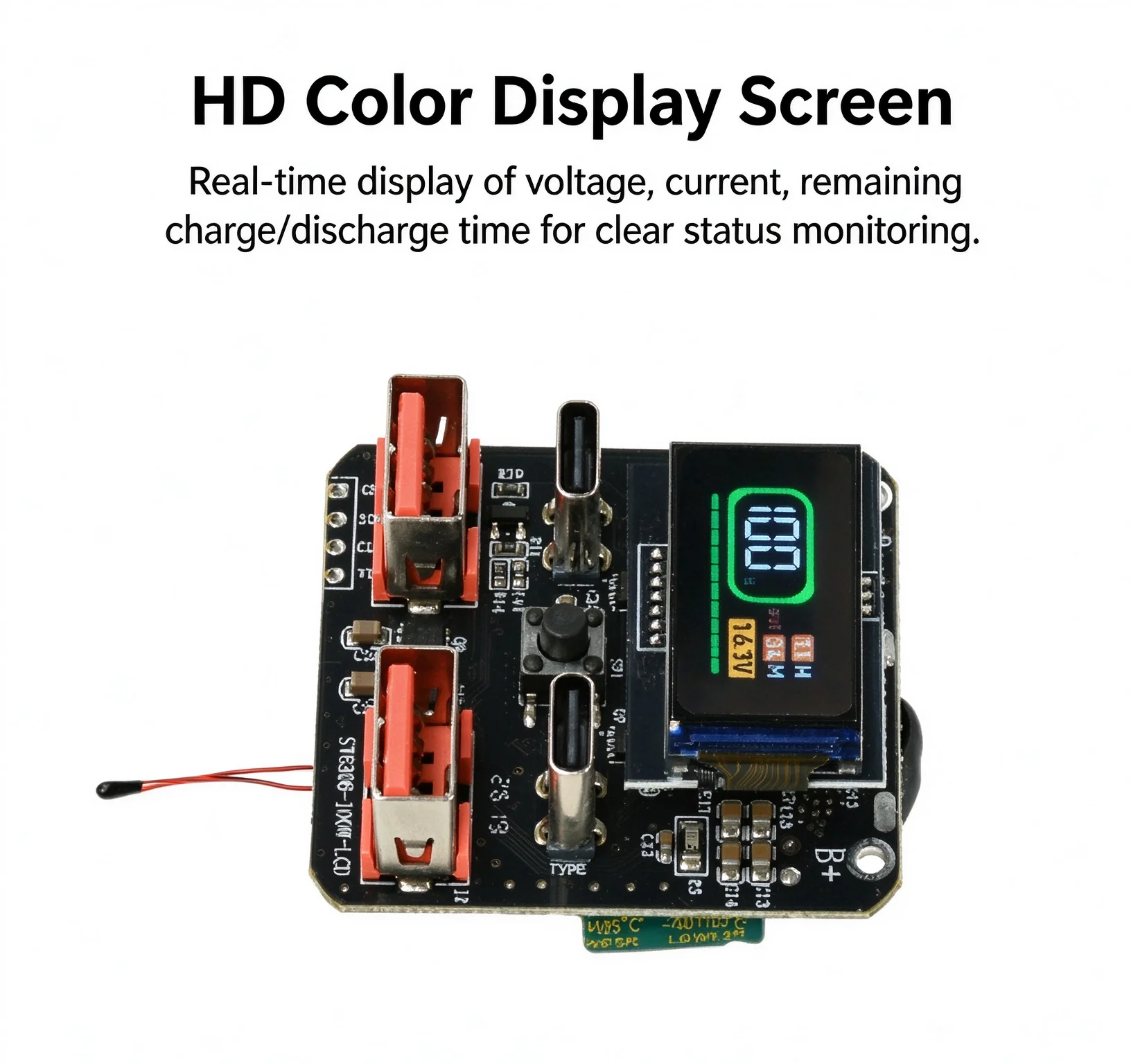 100W SW6306 Battery Charger Module, Color Screen PD Fast Charge 2 Type-C 2 USB for DIY Power Bank