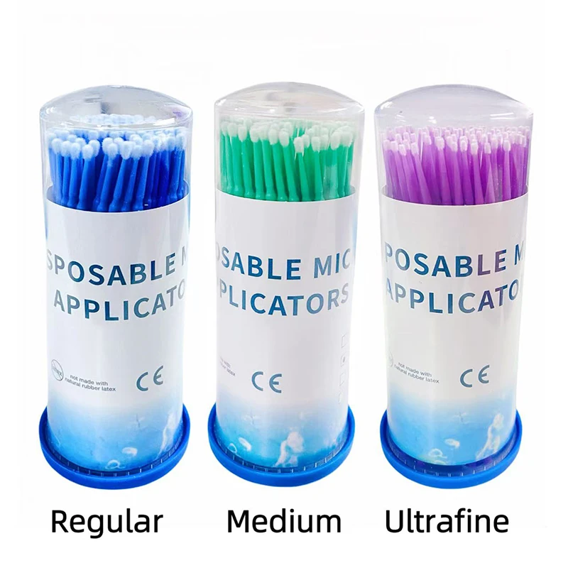 400pcs Dental Micro Brush Disposable Applicator Brushes Bendable Plastic Handle Microfiber Tips Teeth Oral Dentist Material Tool