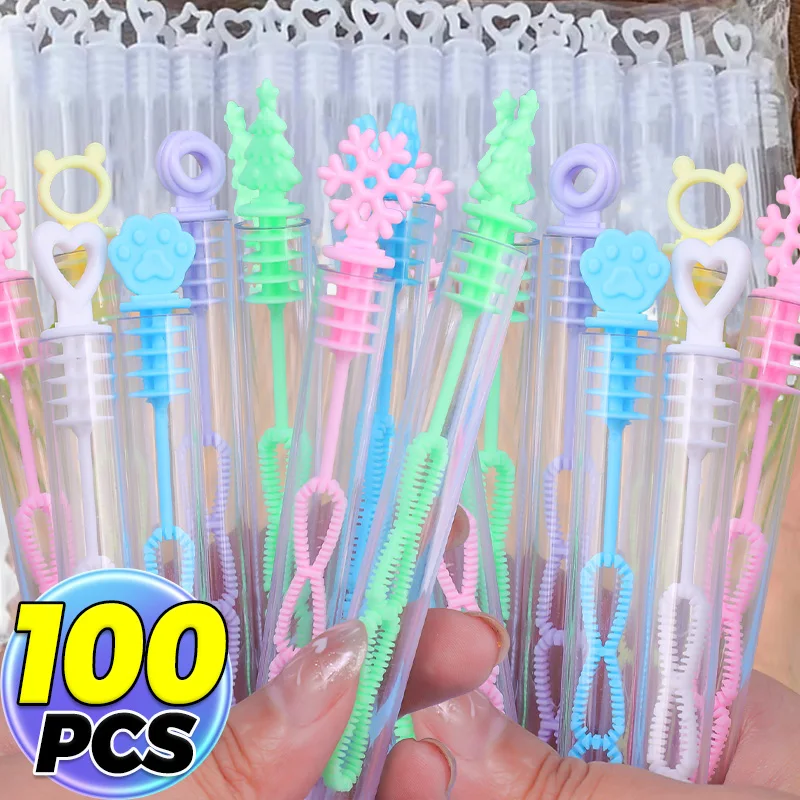 

100/50x Heart Wand Tube Colorful Bubble Soap Bottle Wedding Gifts for Guests Birthday Party Decor Kids Toys Baby Shower Favors
