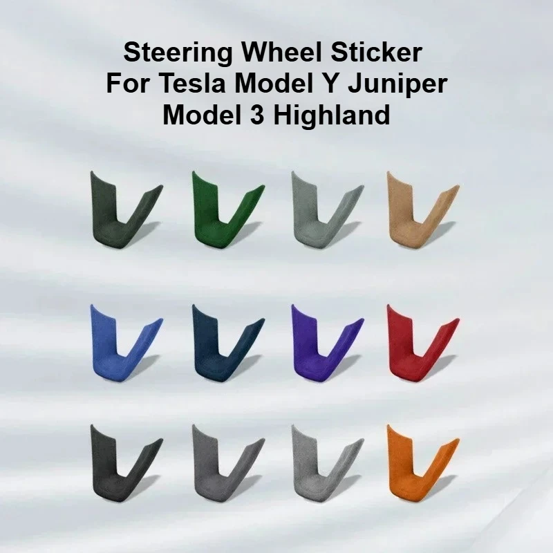 Pegatina protectora de Panel de volante de gamuza para Tesla Model Y Juniper Model 3 Highland 2025 Alcantara, accesorios interiores para coche