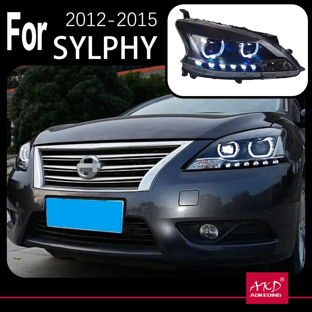 

AKD Car Model for Nissan Sylphy Headlights 2012-2015 Sentra LED Headlight DRL Hid Option Head Lamp Angel Eye Beam Accessories