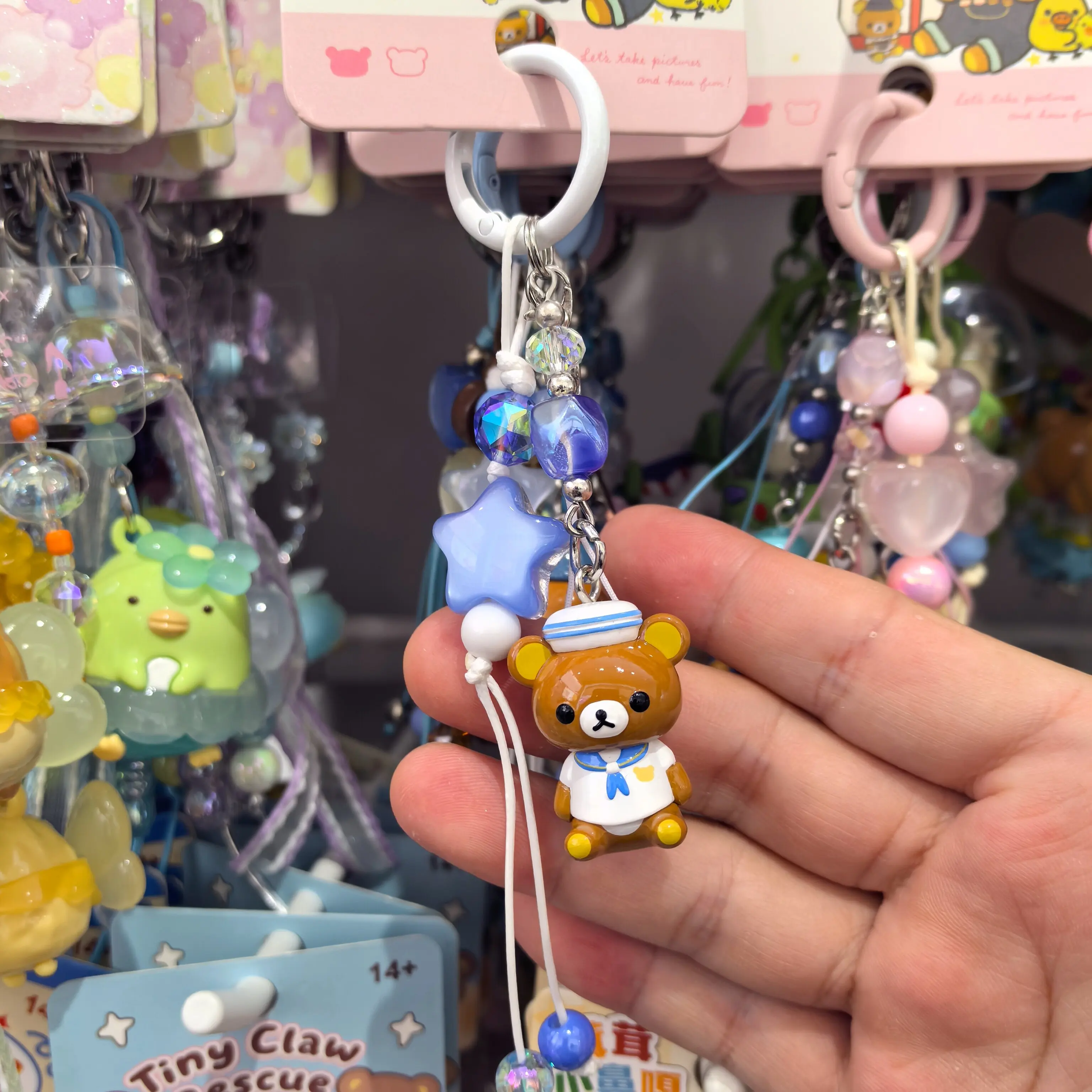 Rilakkuma Tiny World Series Keychain Resin Bear Pendant Bag Decoration Phone Charm Hanging Ornament For Adult Accessory view 3