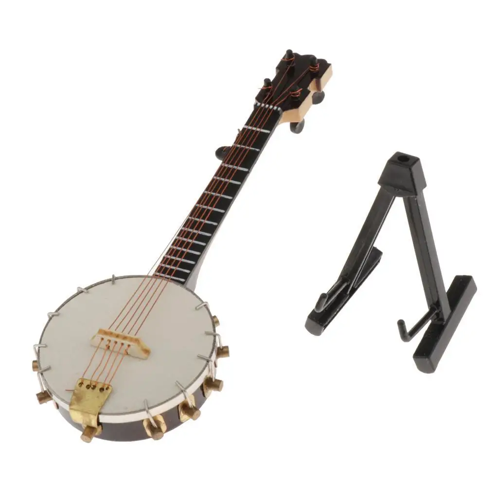 1/6 Dollhouse Miniature Banjo Bassoon for Music Room Furniture Decor