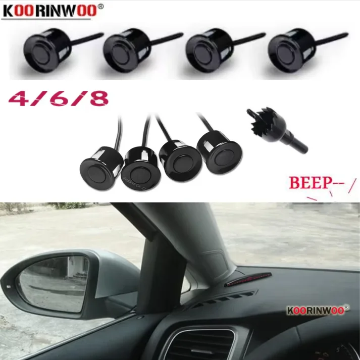 Koorinwoo Car Parking Sensors Kit 8/6/4 Backup Radar Detector LED Monitor System Park Assist Automotive Electronics Parktronics