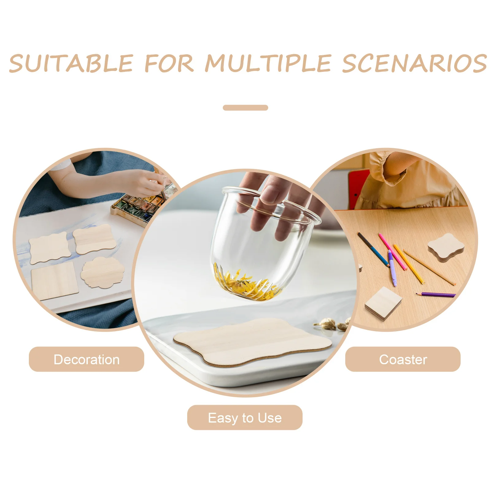 

40Pcs Unpainted Wood Slices Blank Wooden Circles for Crafts DIY Accessories Door Hangers Holiday Ornaments Coasters for Crafts