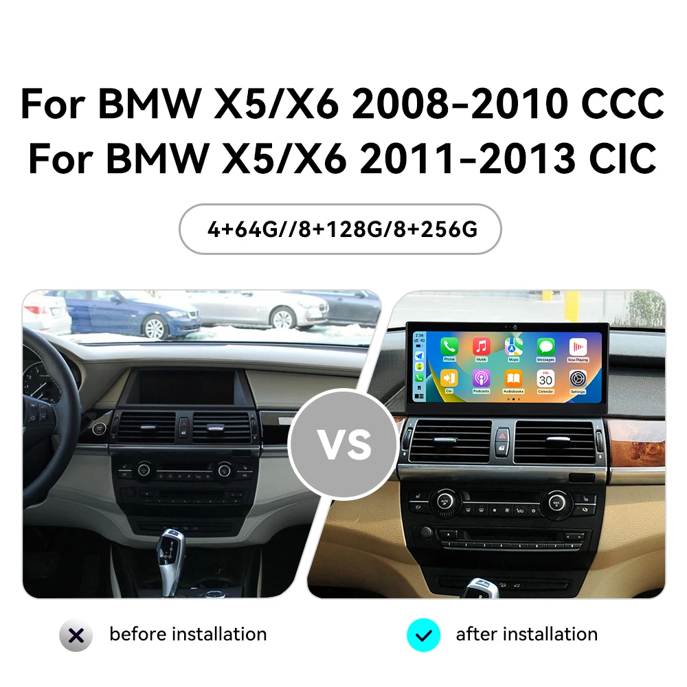 Car Radio Gesture control Screen For BMW X5 X6 2008-2013 CCC CIC Android 13 Carplay Multimedia Player GPS Navi Auto Stereo BT 4G
