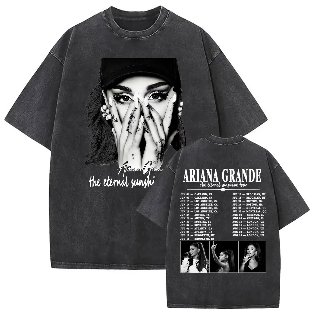 Ariana Grande Eternal Sunshine Tour Vintage Washed T Shirt Men Women Harajuku High Street T-shirts Summer Tops Cozy Loose Tshirt