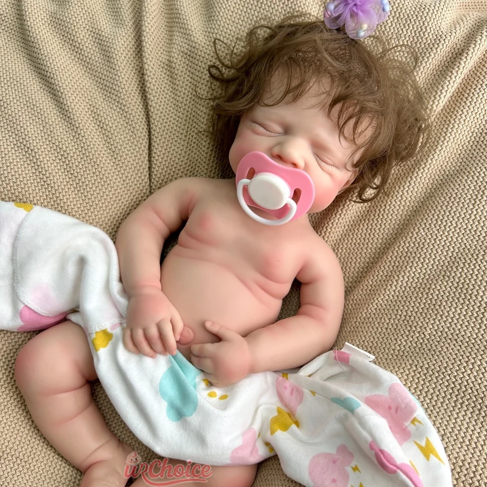19 pulgadas linda niña bebé Pascale con cabello enraizado completo suave realista de silicona renacido muñeca ponderada para la compañía de ancianos