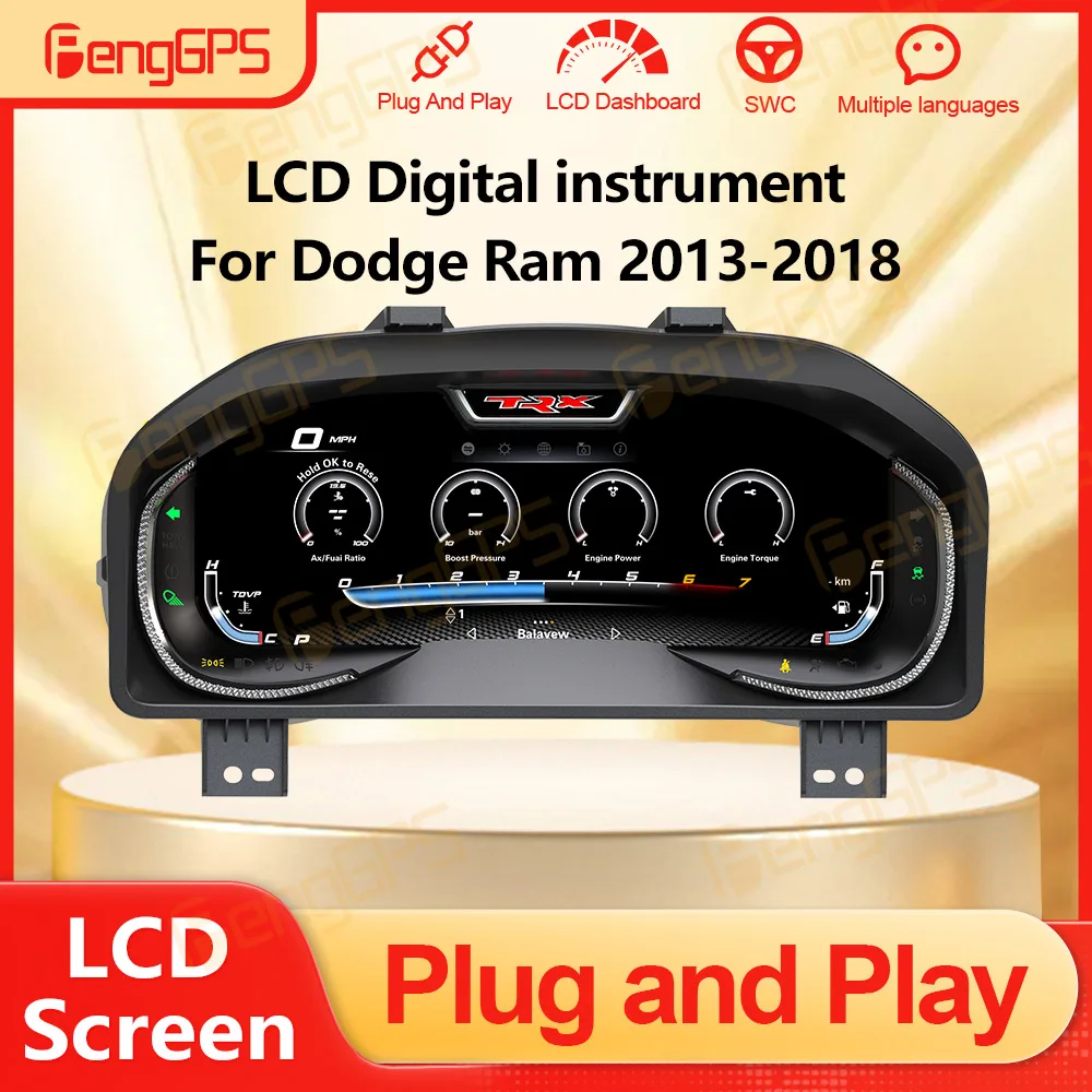 

Car Digital Cluster Instrument For Dodge Ram 2013-2018 Dashboard Panel Virtual Cockpit Speedometer Display Odometer Meter Screen