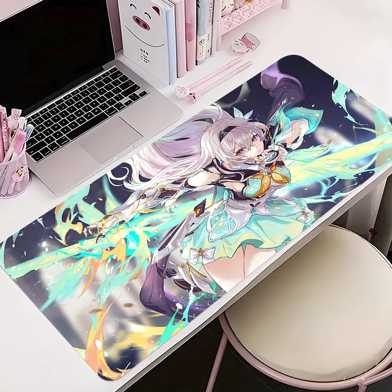 Honkai-Tapis de souris antidérapant Star Rail Firefly, fille d'anime mignon, polymères de bureau PC, ordinateur portable, sous-clavier arc-en-ciel, tapis de bureau, 900x400